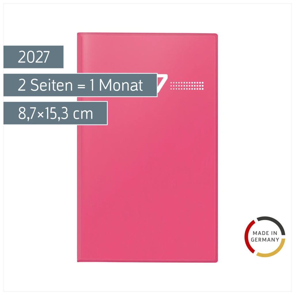 Taschenkalender Mod. Miniplaner d 15 2027 | A6, Kunststoff, pink
