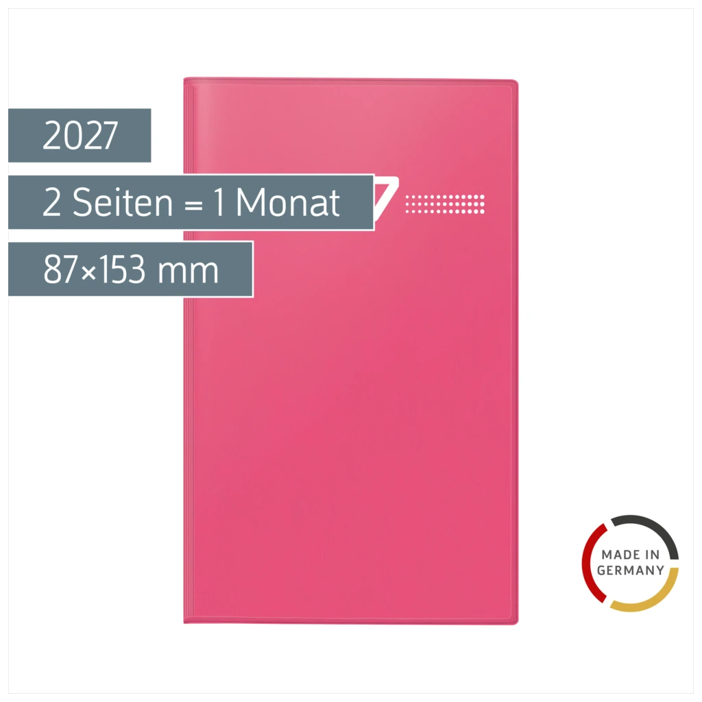 Taschenkalender Mod. Miniplaner d 15 2027 | A6, Kunststoff, pink