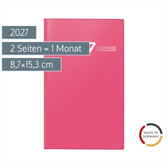Taschenkalender Mod. Miniplaner d 15 2027 | A6, Kunststoff, pink