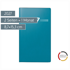 Taschenkalender Mod. Miniplaner d 15 2027 | A6, Kunststoff, petrol