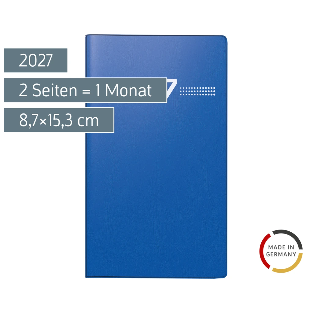 Taschenkalender Mod. Miniplaner d 15 2027 | A6, Kunststoff, blau