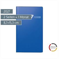 Taschenkalender Mod. Miniplaner d 15 2027 | A6, Kunststoff, blau