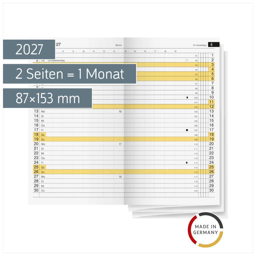 Monats-Ersatzkalendarium Mod. Miniplaner d 15 2027 | 87×153 mm