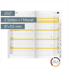 Monats-Ersatzkalendarium Mod. M-Planer 2027 | 87×153 mm, Karton, weiß