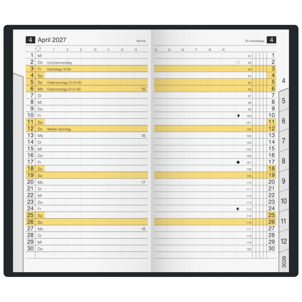Taschenkalender Mod. M-Planer 2027 | A6, Leder, weinrot