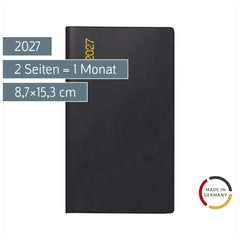 Taschenkalender Mod. M-Planer 2027 | A6, Kunststoff, schwarz