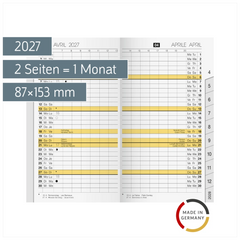 Monats-Ersatzkalendarium Mod. M-Planer 2027 | 87×153 mm, Karton, weiß