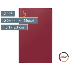Taschenkalender Mod. uni-planer 2027 | A6, Kunststoff, bordeaux