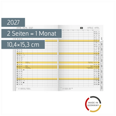 Monats-Ersatzkalendarium Mod. uni-planer 2027 | 10,4×15,3 cm, Karton, weiß