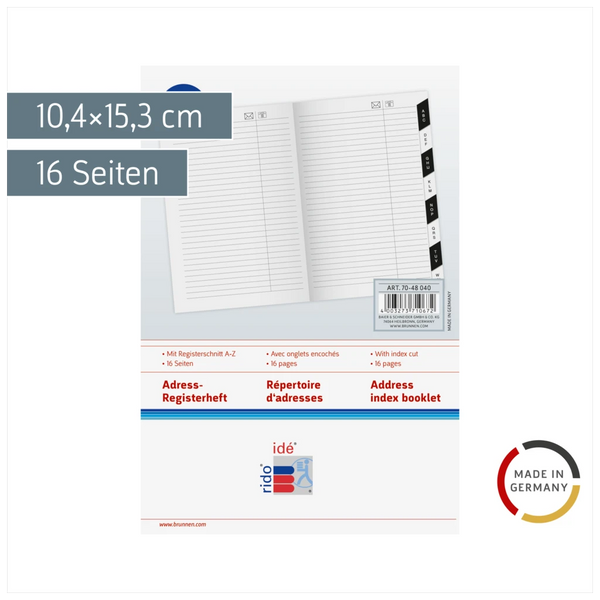 Adress-Registerheft | 10,4×15,3 cm, Karton, weiß
