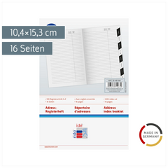 Adress-Registerheft | 10,4×15,3 cm, Karton, weiß