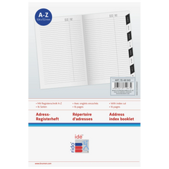Adress-Registerheft | 10,4×15,3 cm, Karton, weiß