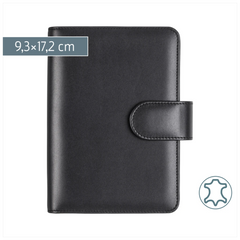 Ringbuch Zeitplansystem Timing 2 | 9,3×17,2 cm, Leder, schwarz