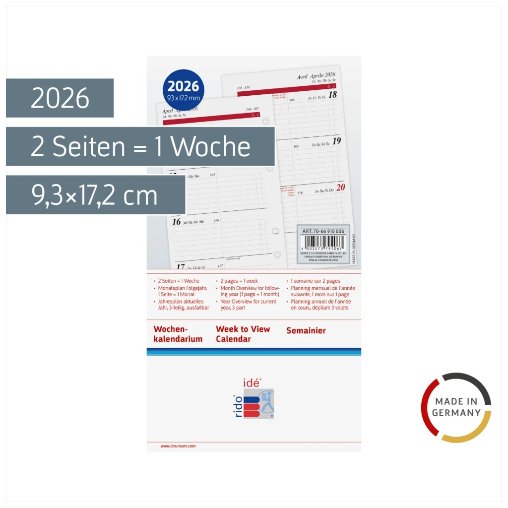 Wochenkalendarium Timing 2 2026 | 9,3×17,2 cm