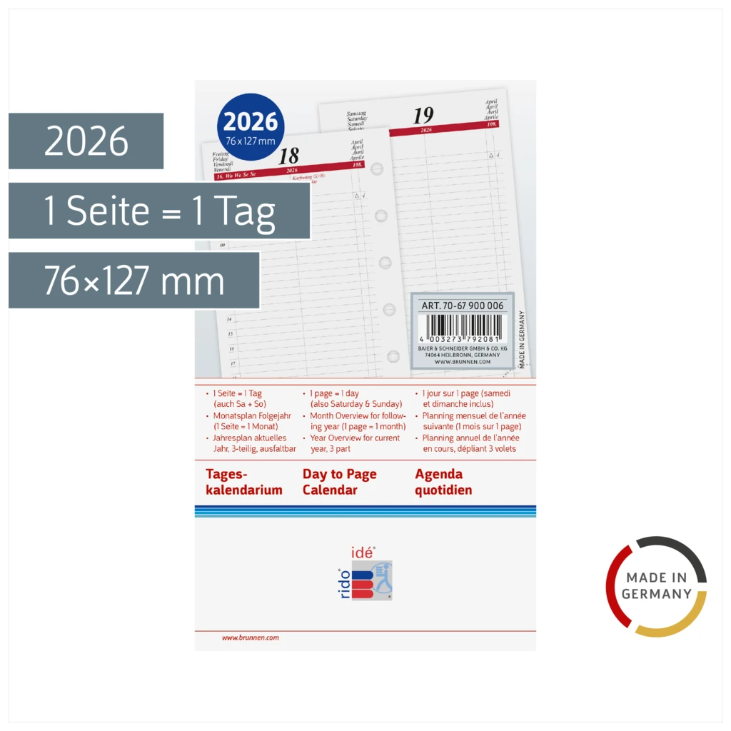 Tageskalendarium Timing 3 2026 | A7