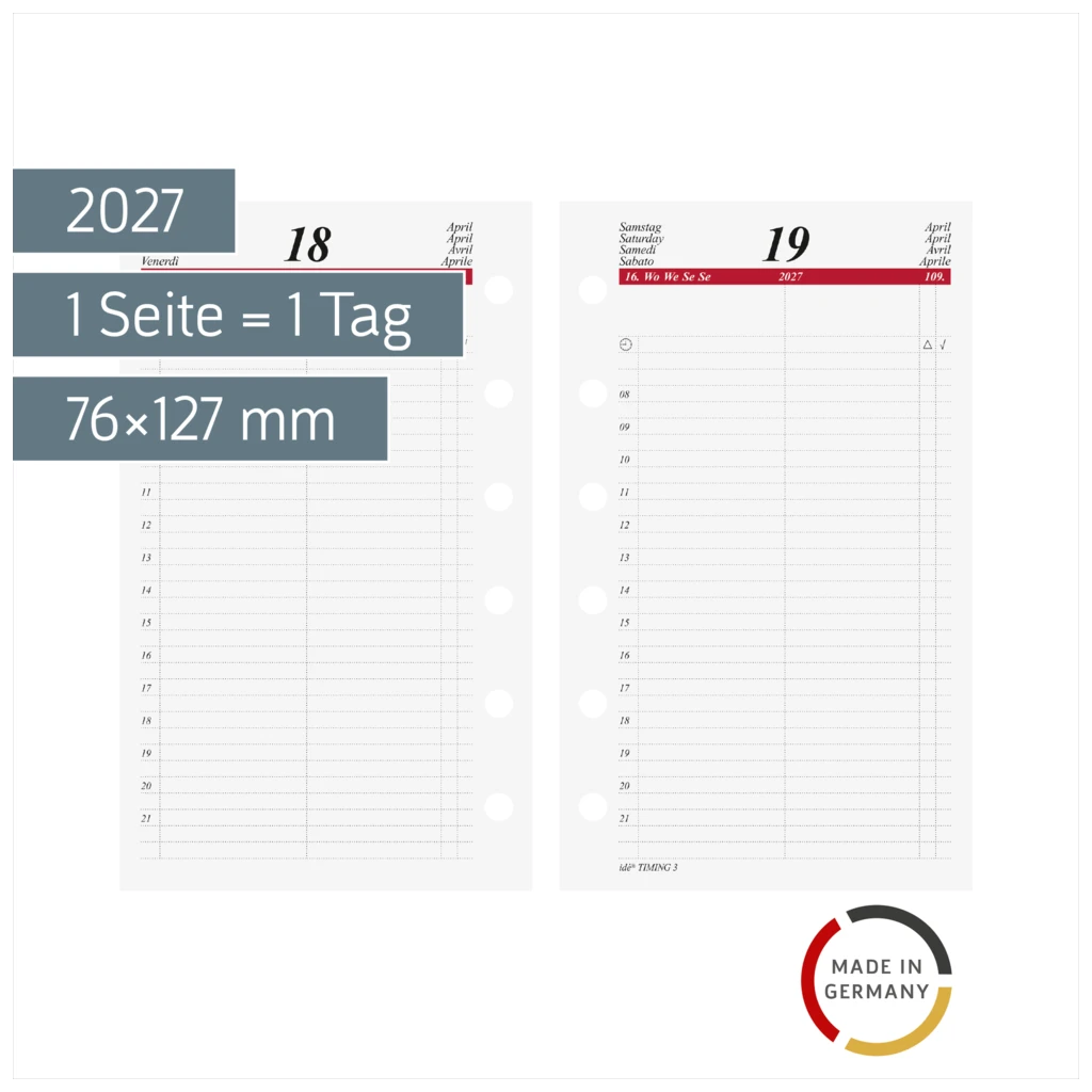 Tageskalendarium Timing 3 2027 | A7