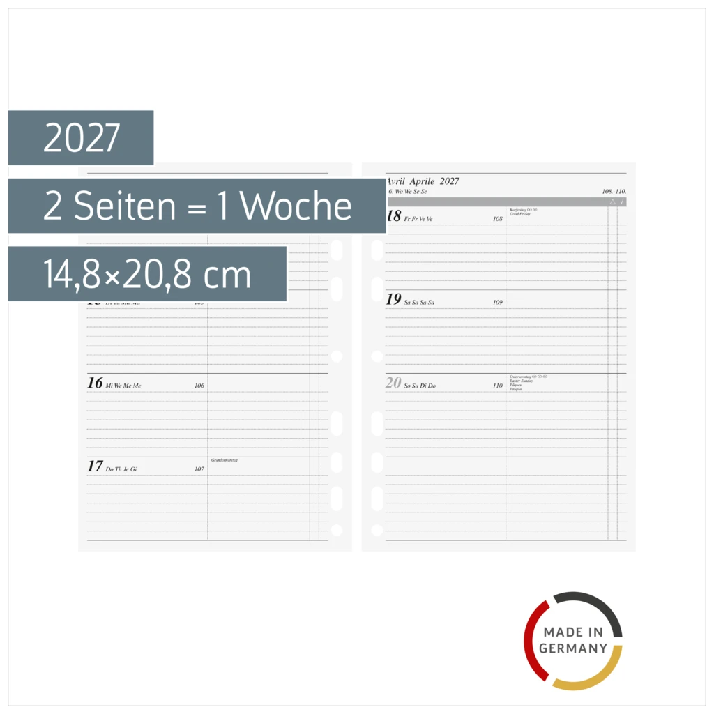 Wochenkalendarium Timeplaner Work 2027 | A5