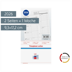 Wochenkalendarium Timeplaner action 2026 | 9,3×17,2 cm