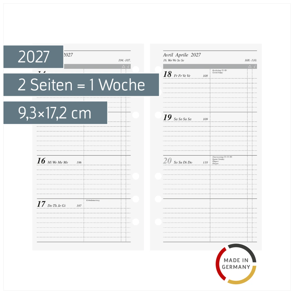Wochenkalendarium Timeplaner action 2027 | 9,3×17,2 cm