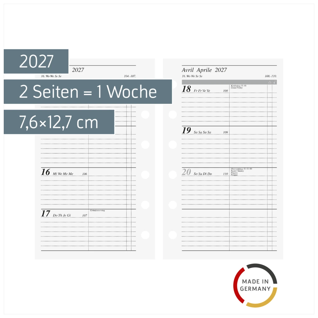 Wochenkalendarium Timeplaner fun 2027 | A7