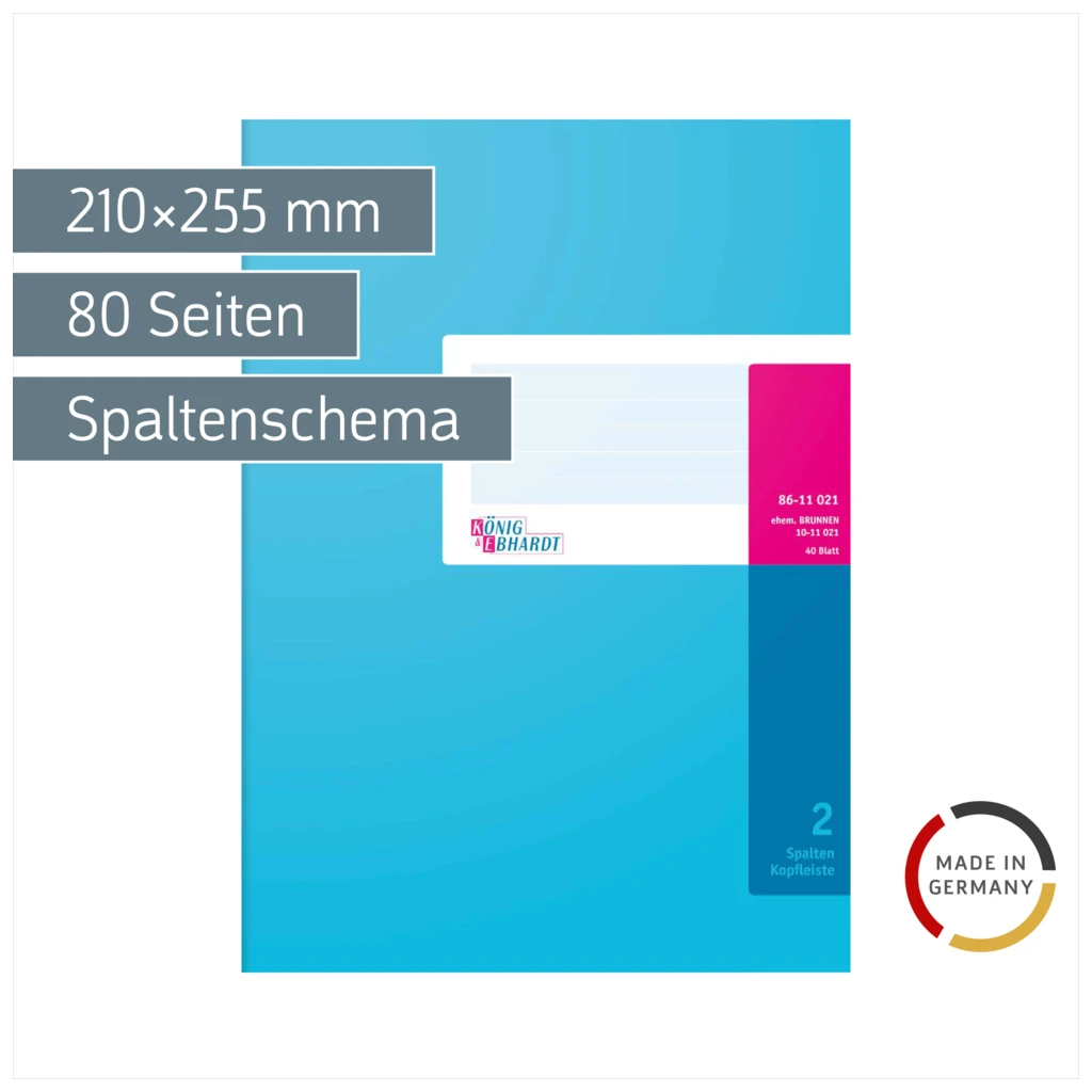 Spaltenbuch mit Kopfleiste | A4, 80 Seiten, 2 Spalten, Karton, magenta/hellblau