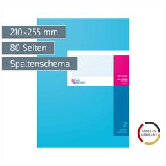 Spaltenbuch mit Kopfleiste | A4, 80 Seiten, 2 Spalten, Karton, magenta/hellblau