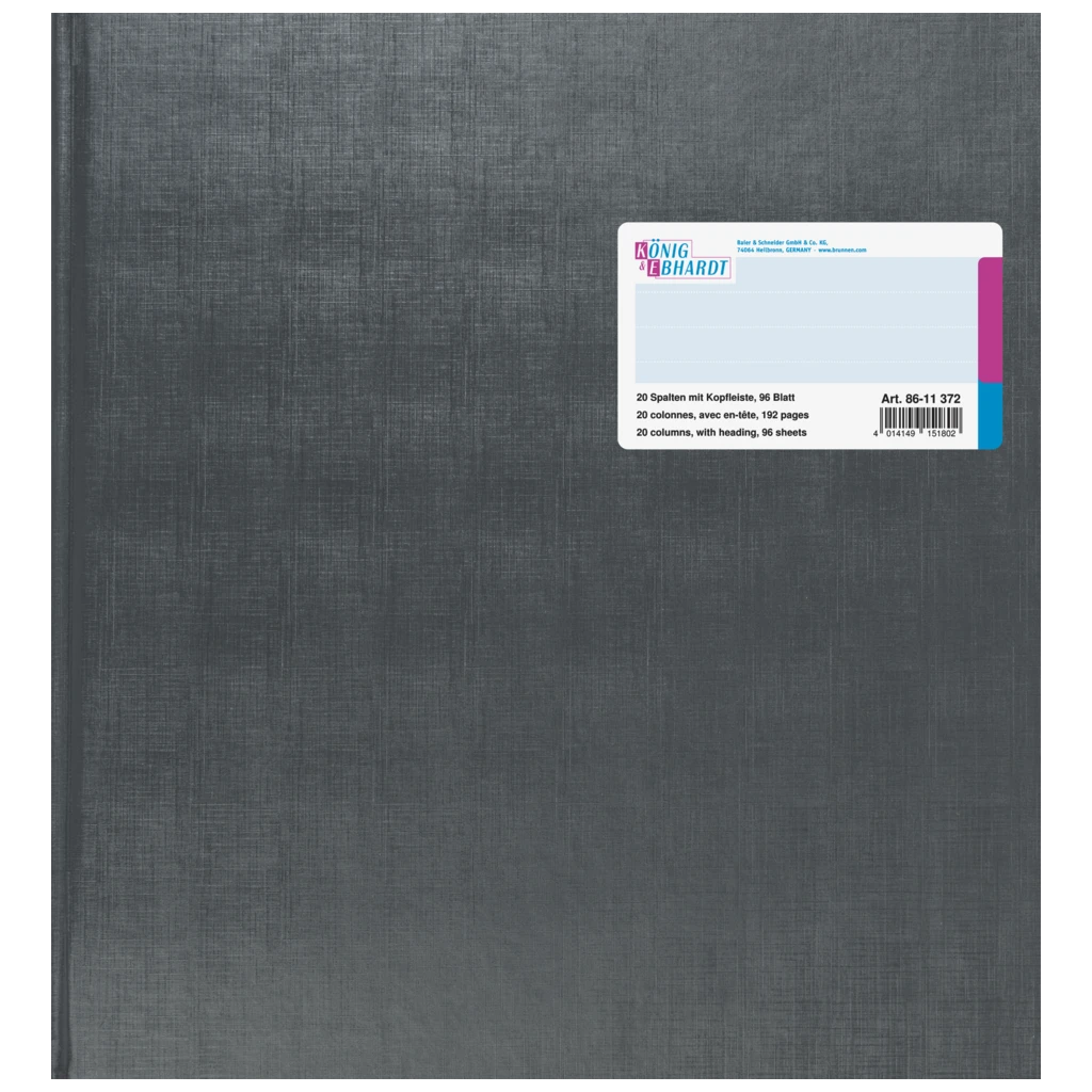 Vielzweckbuch mit Kopfleiste | 277×255 mm, 192 Seiten, 20 Spalten, Kunststoff, grau