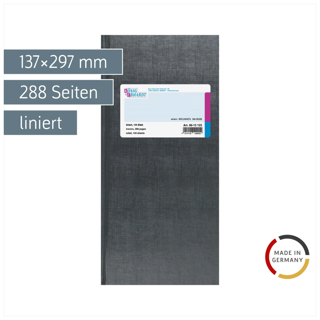 Geschäftsbuch | 2/3 A4, 288 Seiten, liniert, Kunststoff, grau