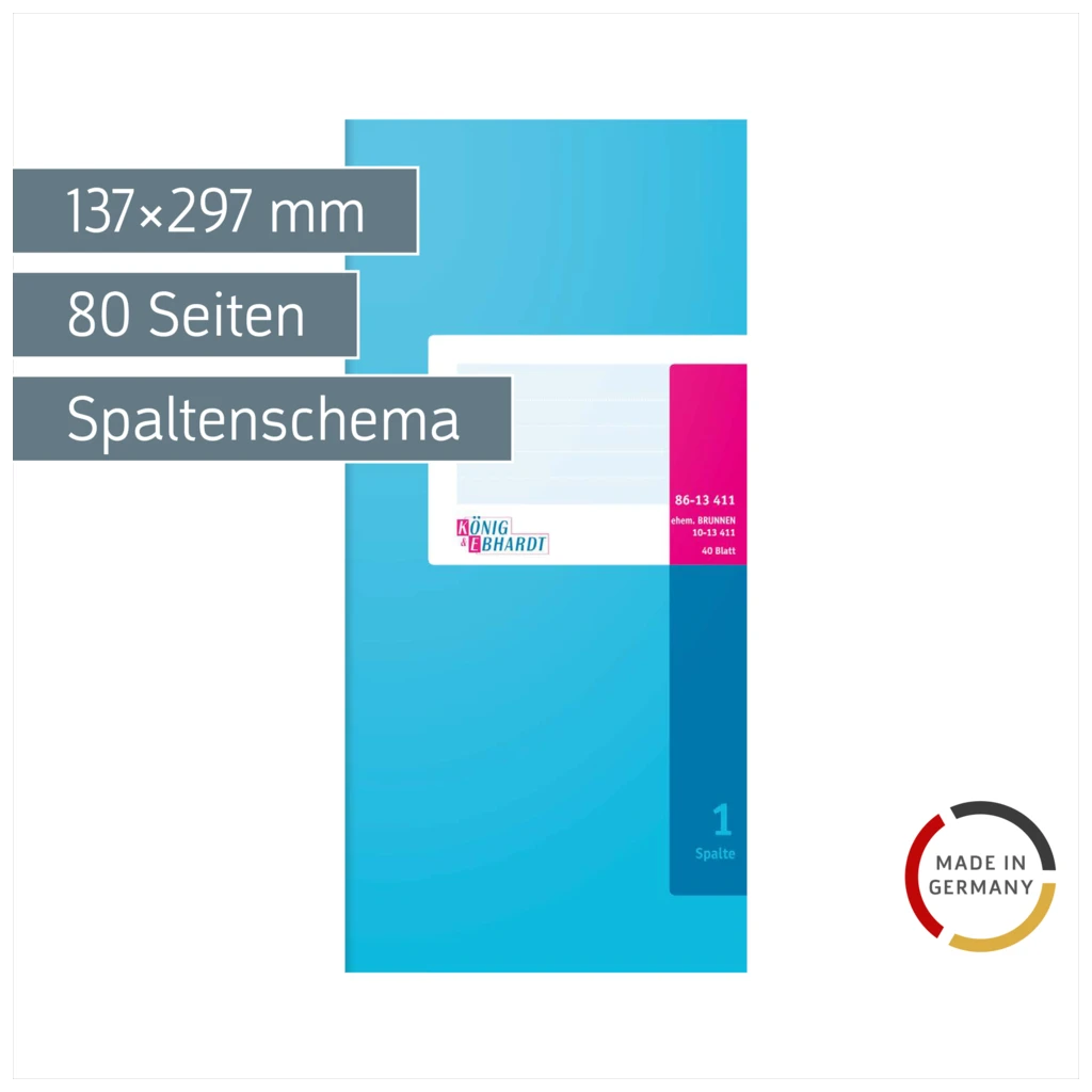 Spaltenbuch | 2/3 A4, 80 Seiten, 1 Spalten, Karton, magenta/hellblau