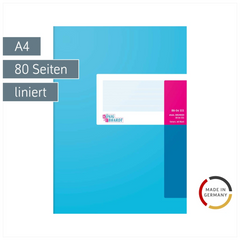Geschäftsbuch | A4, 80 Seiten, liniert, Karton, magenta/hellblau
