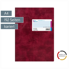 Geschäftsbuch | A4, 192 Seiten, kariert, Kunststoff, rot
