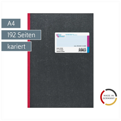Geschäftsbuch | A4, 192 Seiten, kariert, Karton, dunkelgrau