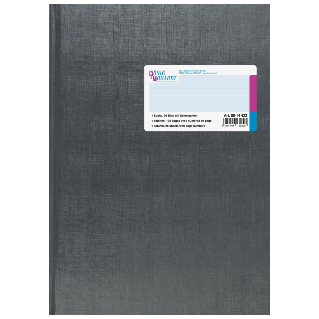 Spaltenbuch | A4, 192 Seiten, mit Seitenzahlen, 1 Spalten, Kunststoff, grau