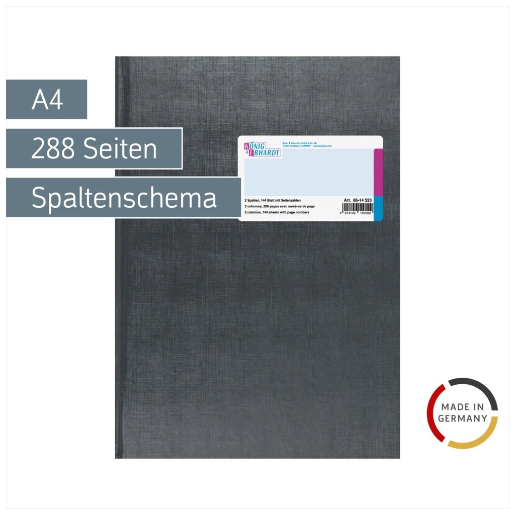 Spaltenbuch | A4, 288 Seiten, mit Seitenzahlen, 2 Spalten, Kunststoff, grau