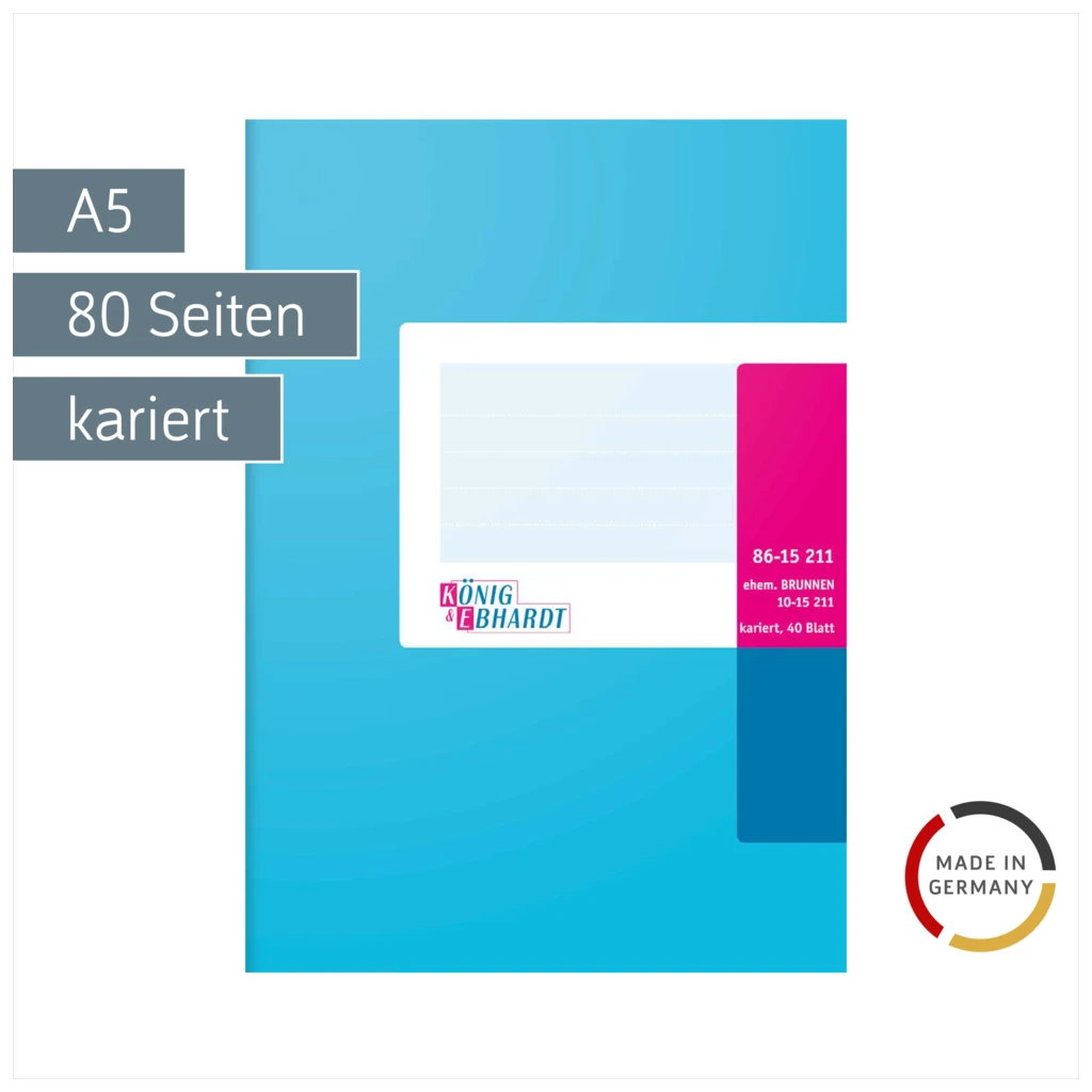 Geschäftsbuch | A5, 80 Seiten, kariert, Karton, magenta/hellblau