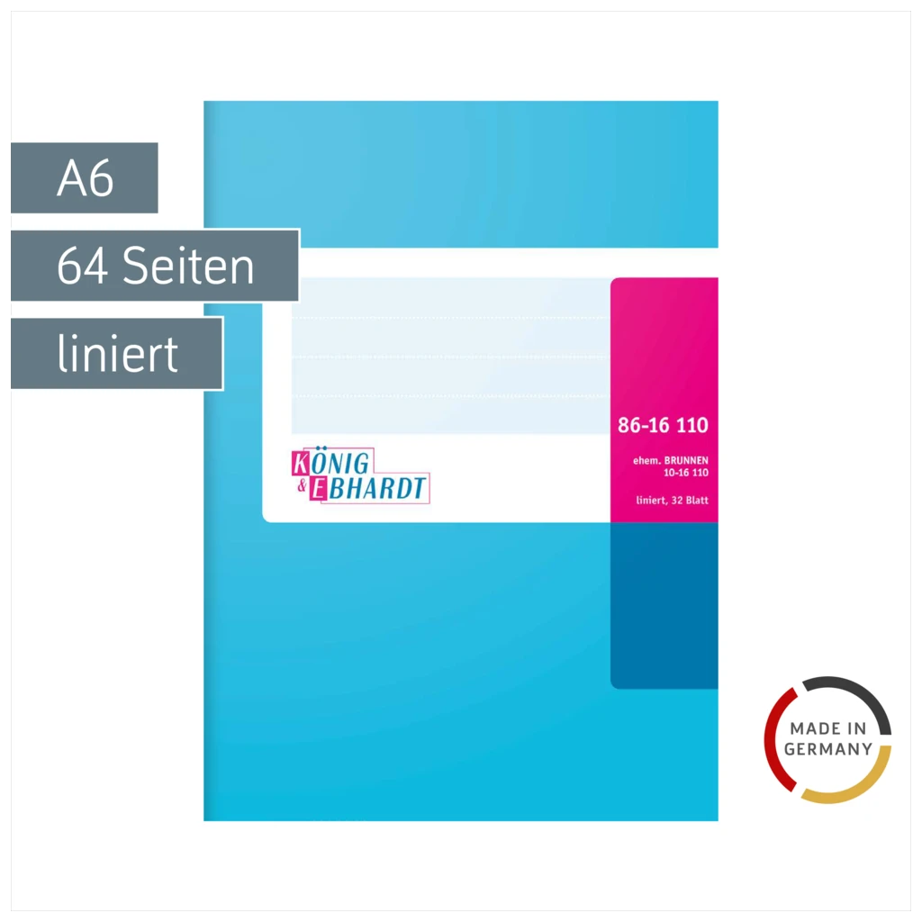 Geschäftsbuch | A6, 64 Seiten, liniert, Karton, magenta/hellblau