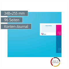 Vario-Journal mit Kopfleiste | 348×255 mm, 96 Seiten, Konten-Journal, Karton, magenta/hellblau