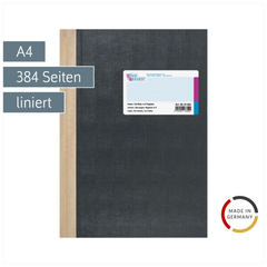 Registerbuch | A4, 384 Seiten, liniert, Kunststoff, grau